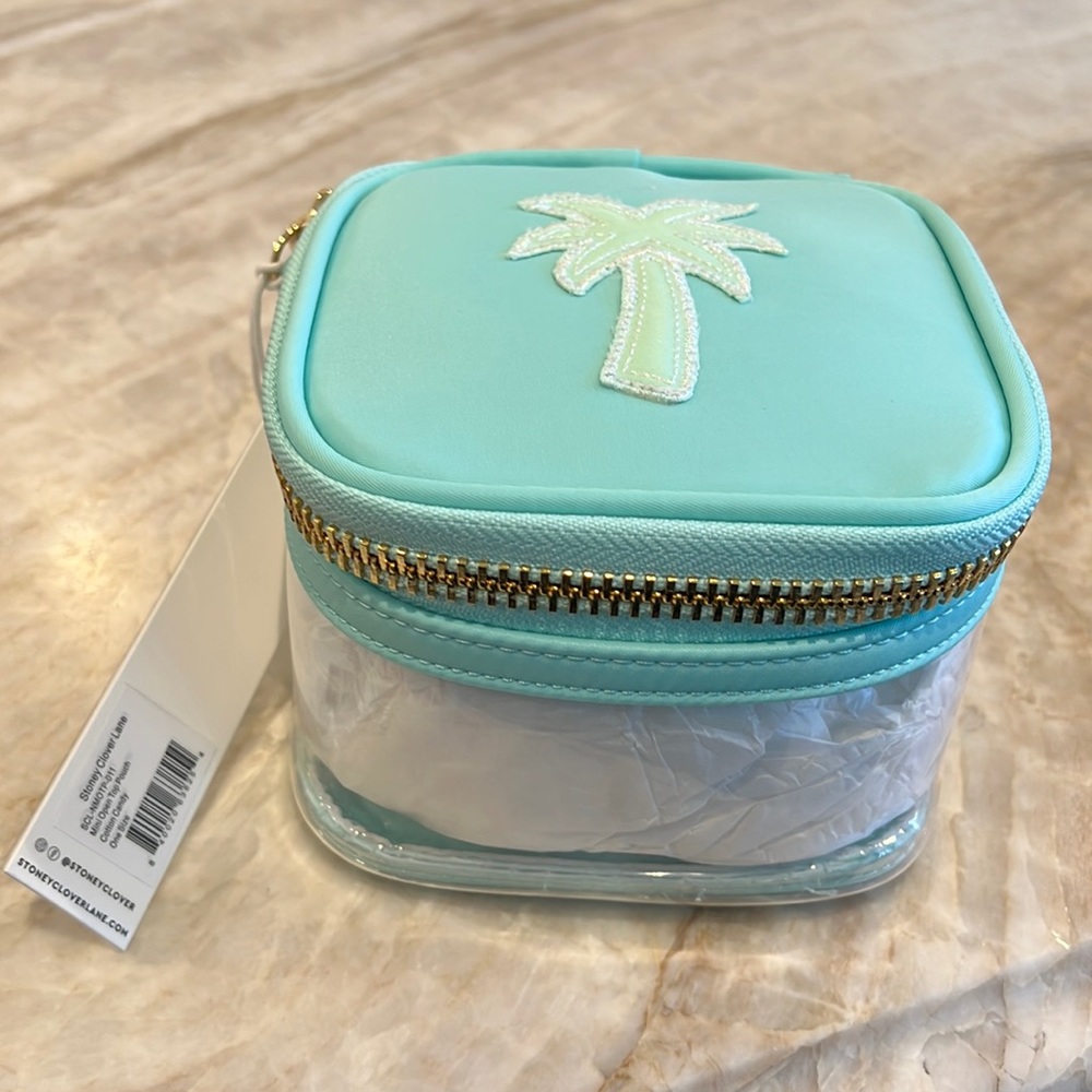 NWT Stoney Clover Lane Mini Open Top Pouch with Puffy Palm Tree Patch